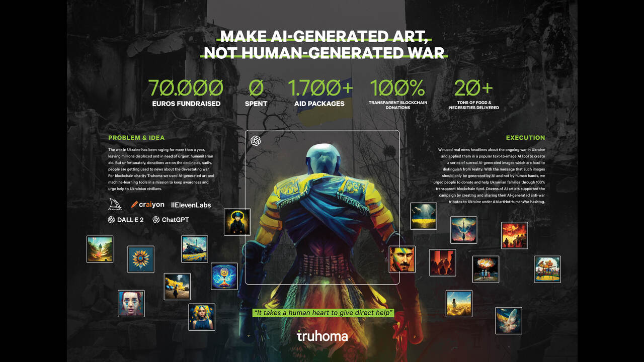 Make AI-Generated Art, Not Human-Generated War - Blockchain charity - Truhoma Fund