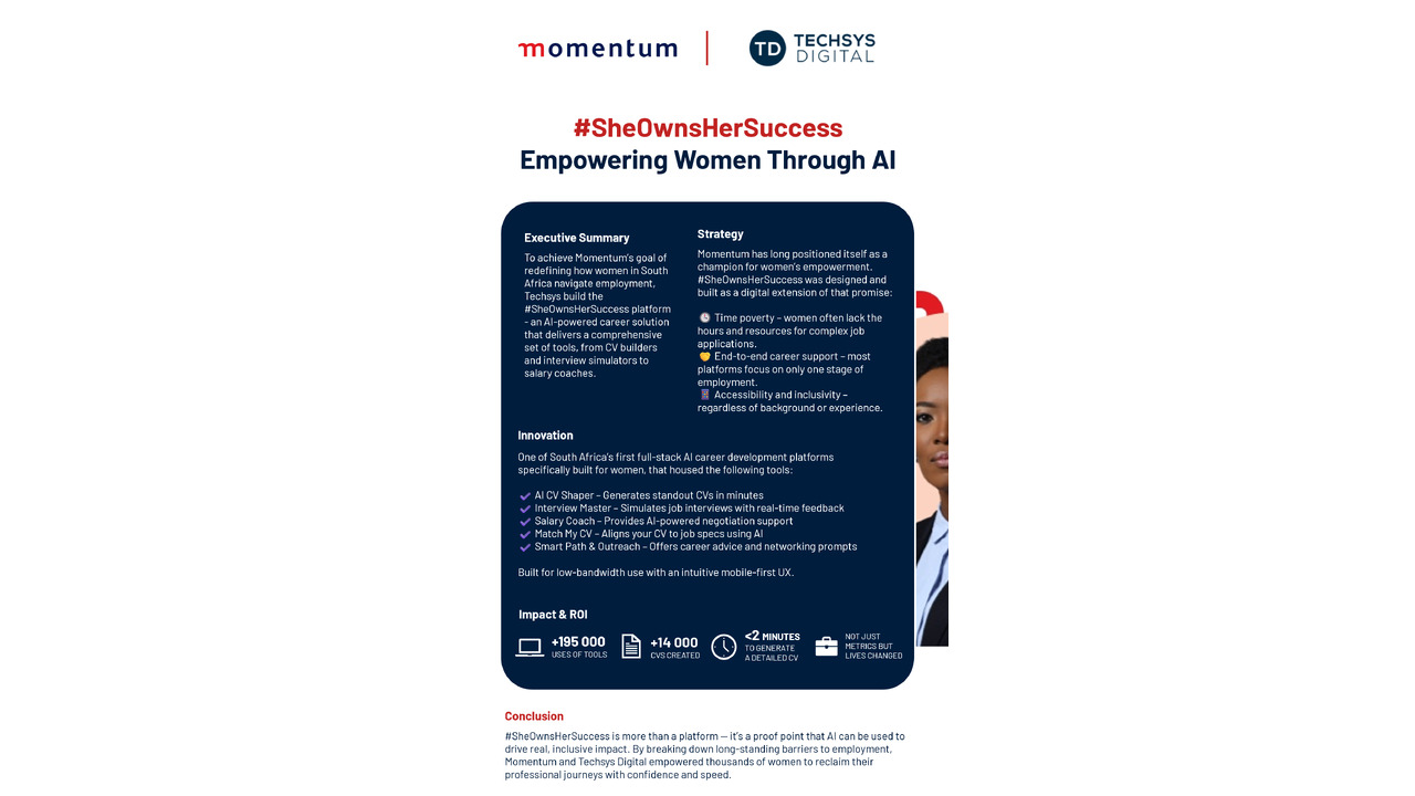 #SheOwnsHerSuccess - Empowering Women Through AI - AI-Powered CV Generator Suite - Momentum Group
