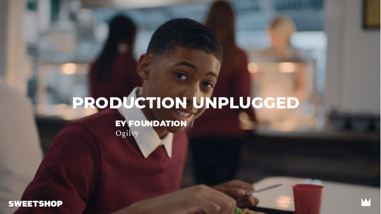 Free School Meals - The Sweetshop - The EY Foundation campaign embodied its mission to create equitable workplace opportunities by involving young people on Free School Meals, including alumni, in both cast and crew. With 57% of the crew from underrepresented backgrounds, the production reflected lived experiences, fostered inclusion, and provided real role models - amplifying authenticity and impact through action, not just words.