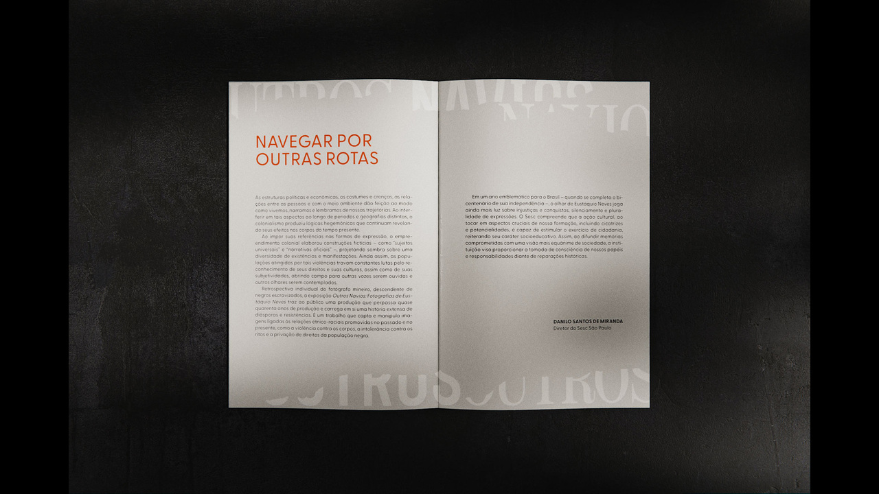 Identidade visual da exposição Outros Navios: Fotografias de Eustáquio Neves - 2022 - Giulia Fagundes + Daó