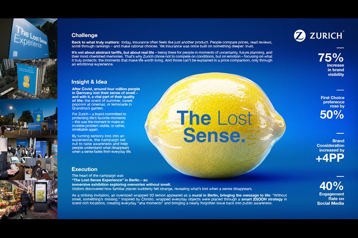 The Lost Sense Experience. - Insurance Services - Zurich