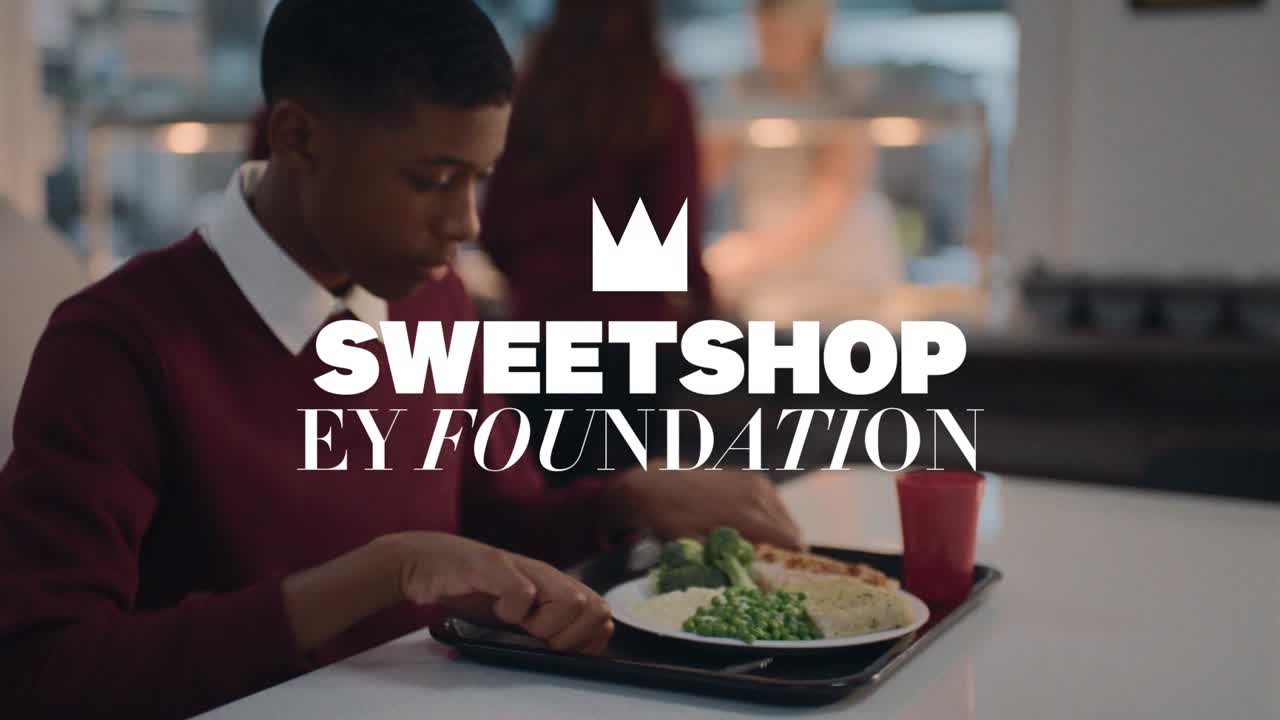 Free School Meals - The Sweetshop - The EY Foundation campaign embodied its mission to create equitable workplace opportunities by involving young people on Free School Meals, including alumni, in both cast and crew. With 57% of the crew from underrepresented backgrounds, the production reflected lived experiences, fostered inclusion, and provided real role models - amplifying authenticity and impact through action, not just words.