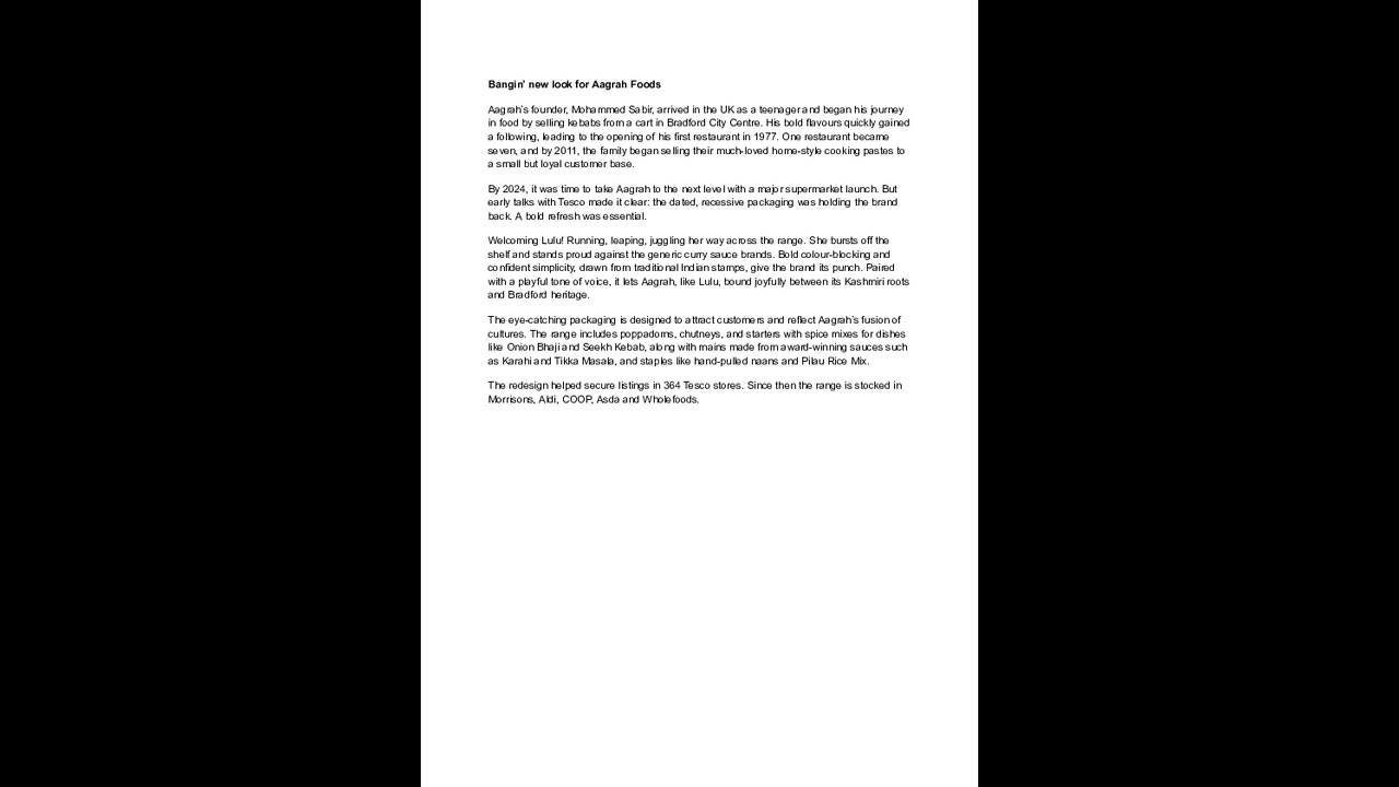 Bangin' new look for Aagrah Foods - Indian Sauces - Aagrah