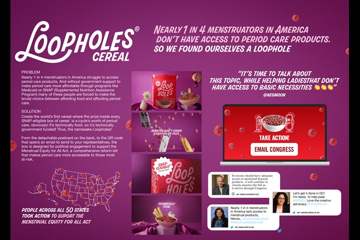 Loopholes - PERIOD., Free the Period, No More Secrets, The Flow Initiative, Ignite, August, Off-Limits Cereal - PERIOD., Free the Period, No More Secrets, The Flow Initiative, Ignite, August, Off-Limits Cereal