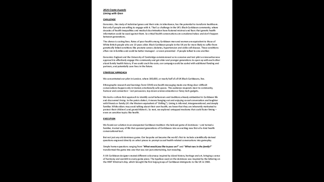 Liming With Gran - a bespoke dominoes game - Genomics England & Cambridge University