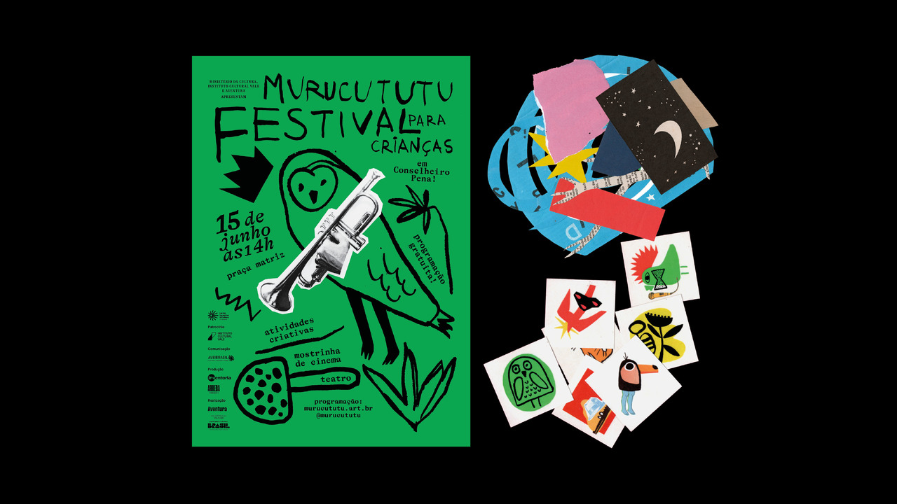 Murucututu - Festival para crianças - 2024 - Design gráfico: Filipe Lampejo e Gabriela Vaz Coordenação geral: Anaís Della Croce e Gabriel Murilo Realização: Aventura