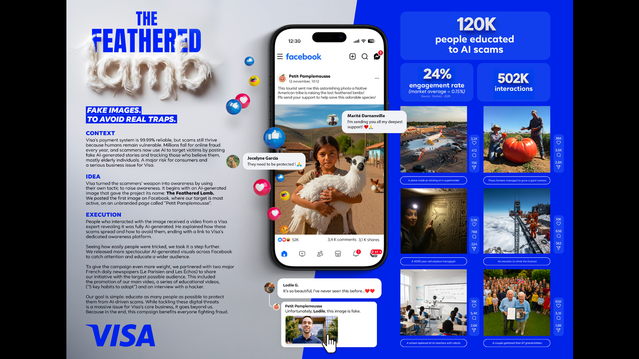 The feathered lamb - Visa - Awareness campaign about AI fraud