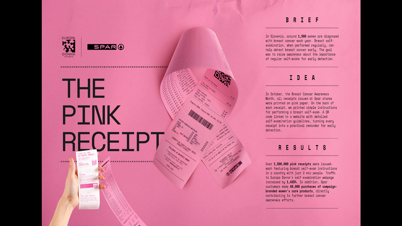 The pink receipt - breast cancer awareness - SPAR SLOVENIA