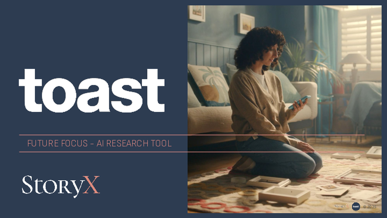 StoryX - Toast TV Ltd - Toast’s cutting-edge AI research tool StoryX is designed to uncover compelling, accessible stories and spark ideas. StoryX aligns brand, talent and themes, unearthing stories that would otherwise remain undiscovered. In a world moving towards AI-generated output, Toast is using AI technology to enhance the power of real stories and real people casting.
