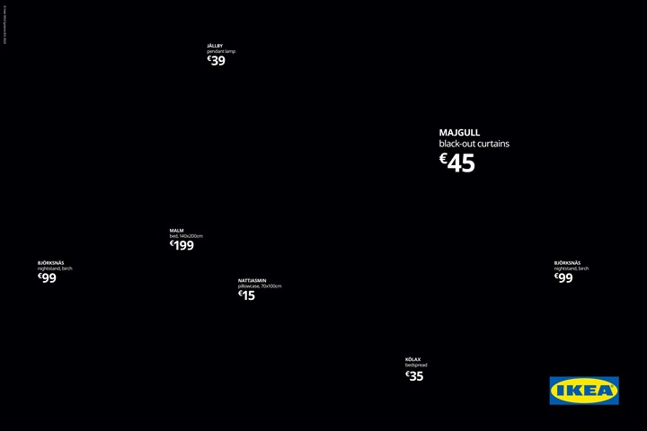 IKEA goes dark - bedroom products - IKEA