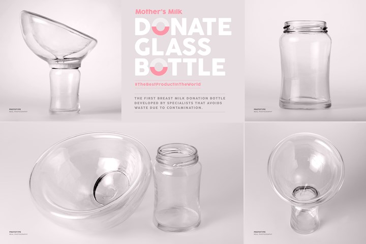 Mother's Milk Donate Glass Bottle - Breast milk donation - NGO Eu Apoio Leite Materno